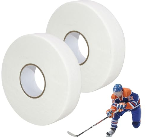 Zyiphor 2 Rotoli Nastro Hockey Sportiva Nastro Impugnatura Hockey 2.5cm×25m Adesivo Nastro Hockey Ghiaccio Nastro Tessuto per Hockey Antiscivolo, Golf Tennis Badminton (Bianco)