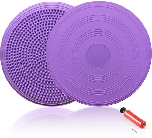Wapasezyar Balanskudde med pump, diameter på 34 cm, bollsitskudde, sittdyna ortopedisk för upprätt kroppshållning, kontorskudde, yoga sportkudde