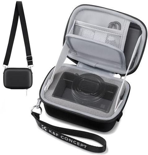 K&F CONCEPT Custodia per Fotocamera Digitale, Borsa Rigida da Viaggio in EVA, Custodia Protettiva Antiurto Compatibile con Sony ZV-1 / Ricoh GR III/Canon G7 X, Nero, M