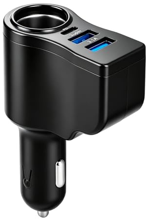 Accendisigari Auto, 66W Presa Accendisigari 12V, 4 in 1 Caricatore Auto USB C, 30W PD + 2 USB 3.0 Ports, per iPhone, Samsung, Galaxy, Huawei, GPS, Dash Cam