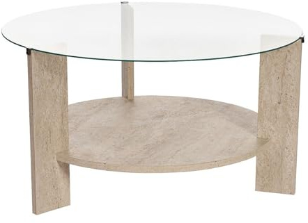 Vente-unique - Mesa de centro Senira 75 cm x 75 cm x 40 cm, madera aglomerada - beige
