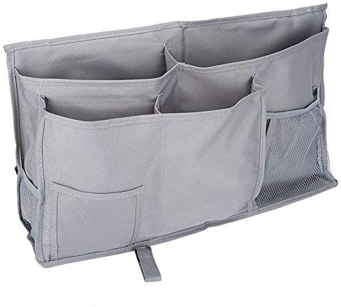 Caddy de chevet, 8 poches Oxford Multifonctionnel Chevet Rangement Sac Suspendu Organisateur De Stockage pour Têtes de Lit, Rails de Lit, Dortoirs, Lit d'Hôpital de Lits Superposés(Gris)