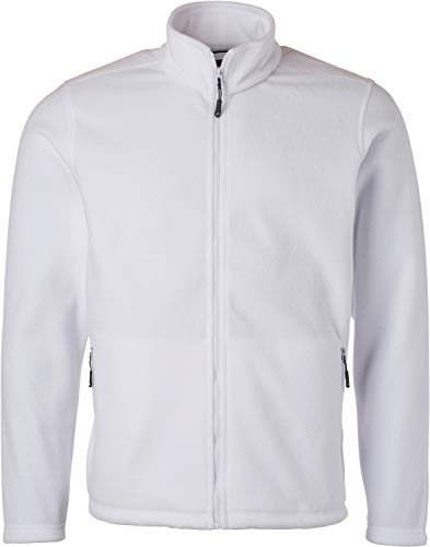 James & Nicholson Herren Fleece Jacke, Weiß (White), X-Large