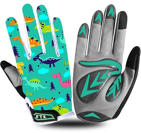 Cycling Gloves Kids Boys Girls Youth Full Finger Pair Bike Riding, Children Toddler Touch Screen Mountain Road Bicycle Warm Cold Weather Gel Padded, Color Blue Orange Age 2-11 (Dark Blue, Small)