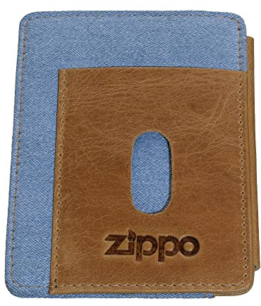 Zippo Kartenetui - Denim - Blau, Braun - Kreditkartenetui für Damen und Herren - 2 Kartenfächer, 1 Münzfach