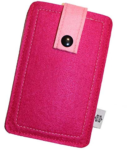 Davii Handy Filztasche kompatibel mit Cubot King Kong 5 / Note 9, Handytasche Einsteck Etui mit Band, Robust, weich, Rundumschutz Pink - XL