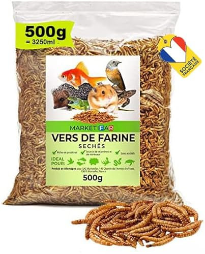 Mehlwürmer Getrocknet 160g = 1L – Insekten Snack - Ideal als Vogelfutter, Schildkrötenfutter, Fischfutter, Igelfutter und Hamsterfutter