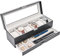ProCase Scatola per orologi con 6 scomparti, con coperchio in vetro, 2 livelli, con cuscino rimovibile, per gioielli, anelli, bracciali e collane, colore nero