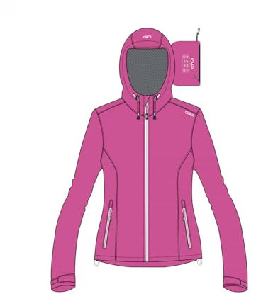 CMP Damen Feste Kapuze Reißfeste Regenjacke, fuchsia, 56