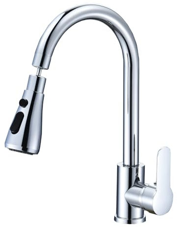 Robinet Cuisine, NEWRAIN Mitigeur Cuisine Douchette Evier Cuisine Pivotant à 360° à Pulvérisateur 2 Modes, Acier Inoxydable Robinetterie de Cuisine ﻿