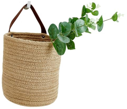 Wall Hanging Storage Basket, Woven Plant Holder for Organizing, 6.3” x 7