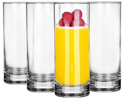 Glasmark KROSNO 1992 Juego de vasos para beber, vasos largos, 4 unidades, 340 ml, vasos para agua, vasos para zumo, vasos para cóctel, zumo, vaso para agua con fondo grueso, apto para lavavajillas