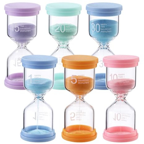 6 Stück Bunter Sanduhren für Kinder,Buntes Sanduhren Set 1//5/10/15/20/30 Minuten,Sanduhr Kinder für das Leben der Kinder,Lernen,Spiel Timing,Kreative Geschenke，die Dekoration im Home (A-6 Farben)
