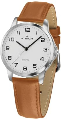 Atrium Damen Armbanduhr Analog Quarz extra deutlich mit Lederband Hellbraun Camel A37-17