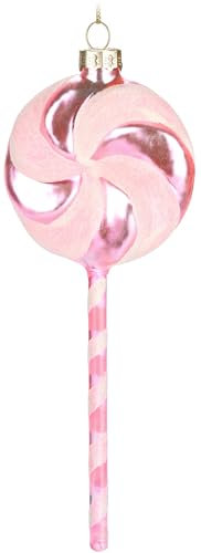 BRUBAKER Lollipop - Pallina di Natale in Vetro Dipinto a Mano - Bauble da 17 cm Lollipop Rosa - Lolly Candy Decorazione di Natale Soffiata a Bocca - Figura Ciondolo Decorativo Divertente