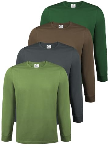 ALPIDEX Långärmad T-Shirt Herr 4 Pack Bomull Long Sleeve S-5XL | 200 g/m², Rund Hals, Enfärgad, Regular Fit, OEKO-TEX, Andningsbar, Fritid, Vardag, Longsleeve, Lång Ärm, 100% Bomull