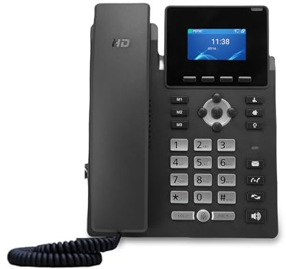 VBESTLIFE P Phone VoIP Acunt, Pantalla de Color de 2.4 Pulgadas, 2 Líneas de Servicio, Bluetooth, USB A, RJ9 y EHS Ports, PoE, Gigabit Ethernet Desktop Business Media Teléfono