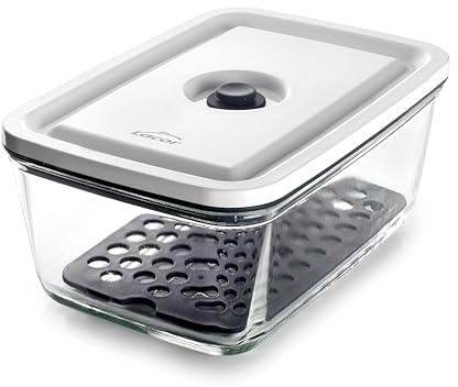 LACOR - 69688 - Récipient Alimentaire Hermétique, 1 Litre, Intelligent, Verre Borosilicaté, Soupape à Vide Spéciale, Lave-Vaisselle, Micro-Ondes et Congélateur