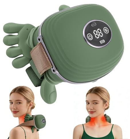 Massaggiatore Cervicale Schiena e Collo 4D con Calore 3 Modalità 2 Temperature Massaggiatore Elettrico Schiena e Collo Senza Fili 2000mAh Ricaricabile Portatile Neck Massager Regalo Donna Uomo