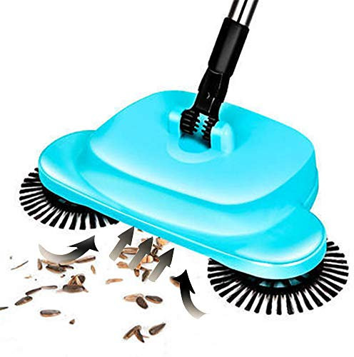 no branded Push Sweeper, 360 Grad Rotary 3 in 1 Haushalt Lazy Automatik Hand Push Kehrmaschine Besen,Blue