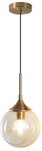 KCO Belysning mitten av århundradet modern guld 18 cm bärnsten glas glob pendellampa