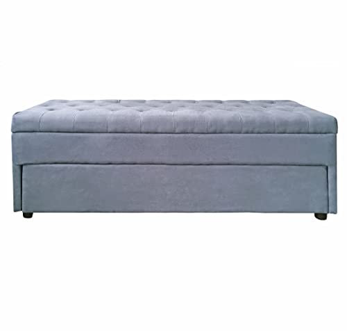 Brigros WeHome - cassapanca contenitore in microfibra con piedini, panca scarpiera con ampio spazio all'interno e disponibile in varie colorazioni (Blu 18, Microfibra)