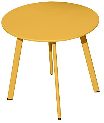 Proloisirs Table Basse de Jardin Massaï en Acier époxy Miel - ø 40 cm, Orange