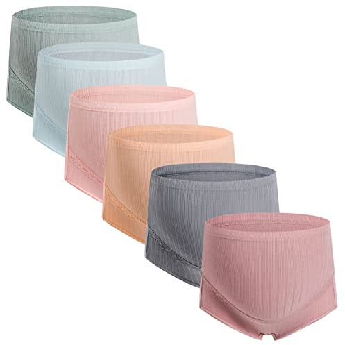 unhg Pack De 6 Ropa Interior De Maternidad, Mujer Cintura Alta Braguita De Premamá, Sin Costuras Bragas para Embarazadas,Multi Colored,XXL