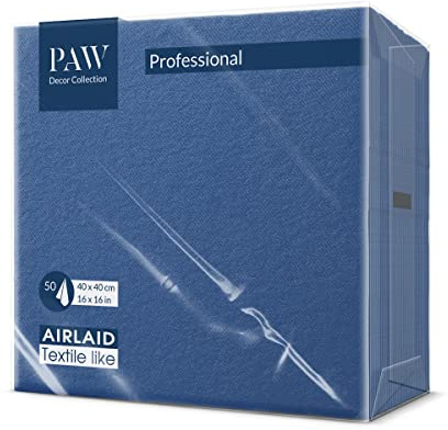 PAW - Serviettes Airlaid (40 x 40 cm) I 50 pièces I Unicolore I Semblable à du tissu I Élégante décoration de table I HoReCa I Pour les occasions comme mariages, les fêtes I Color: Dark Blue