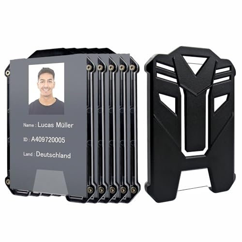 VIQWYIC 6er-Pack strapazierfähiger Ausweishalter, vertikale Kartenhalter mit klare Fenster für ID, Kreditkarten, Eingebauter Elastik-Clip, 5 Karten Kapazität,Schwarz
