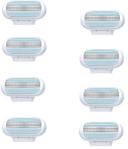 8er-Set Rasierklingen Damen, Nachfüllpack für Damenrasierer 3-Klingen-Rasierer von Schutzkissen Umgebener Klinge Hautfreundliche Rasierklingen für Eine Länger Anhaltende Glatte Rasur (8 PCS)