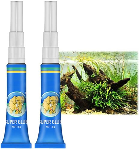 2PCS Super Glue - Clear Aquarium Glue for Plants, Rocks, Moss, Coral, Stone & Wood - Quick Drying, Reef-Friendly Sealant for Aquascaping & Water Plants