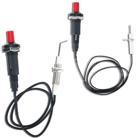 BTFO 2 Pezzi Kit di Accenditore Piezoelettrico a Pulsante per Propano, Elettrodo Ceramico e Filo Lungo Accenditore Scintilla di Ricambio per Forno Camino Grill a Gas Stufa