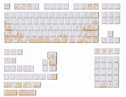 KEXIAO 135/108Touches Broderie Touches Double Shots Rétroéclairés 5 Côtés Sublimations pour Clavier Mécanique Jeu de Touches