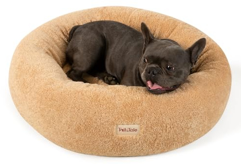 Cooling Calming Donut Dog Bed for Small Dogs & Cats – Orthopedic Memory Foam Round Pet Bed for Anxiety Relief & Joint Support, Waterproof Liner, Washable Removable Cover, Non-Slip Bottom