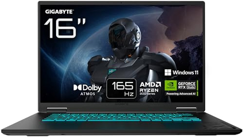 Gigabyte Gaming A16 - Ordenador portátil 16 165Hz WUXGA, Ryzen 7 2600, RTX 5050, 16GB DDR5 5200MHz, 1xSSD Gen4 512GB, Windows 11 Home, 2 años de garantía, Dolby Atmos