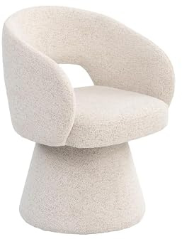 MY Furniture Huxley Dining Chair – Oatmeal, Contemporary Chenille Upholstered Swivel Chair, Foam Padded Seat & Back, Sculptural Figure-Hugging Form, 360° Swivel, Fully Assembled