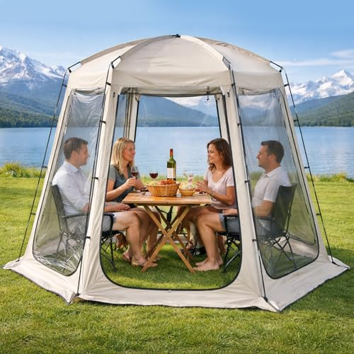 Teabelle Clear Bubble Tent, Pop up Garden Dome Igloo, 4-6 Person Waterproof Screen House Room with Floor Mat & Top Cover, 540° View Outdoor Gazebo Shelter for Patio, Backyard