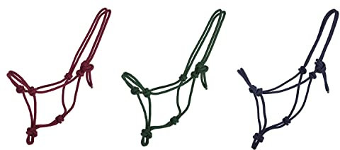 NETPROSHOP Knotenhalfter Pferdehalfter Bordeaux, blau oder grün, Gr. Mini Shetty bis XL Full, Groesse:Mini Shetty, Farbe:Bordeaux
