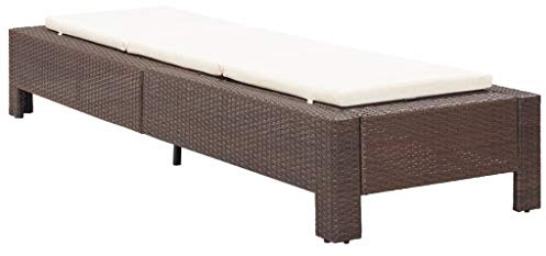 ZQQLVOO Patio Chaise Lounge, Lounger Chair,Sunbed with Cushion Brown Poly Rattan,Lounge Chair Portable Lightweight Reclining Garden Sun Lounger for Patio, Deck, and Poolside