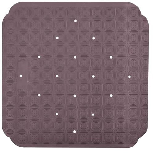 Spirella Duschmatte Ruby Badematte Duscheinlage antibakteriell rutschfest mit Saugnäpfen-Pflaume-ca. 53 x 53 cm-Naturkautschuk, Purple, Large