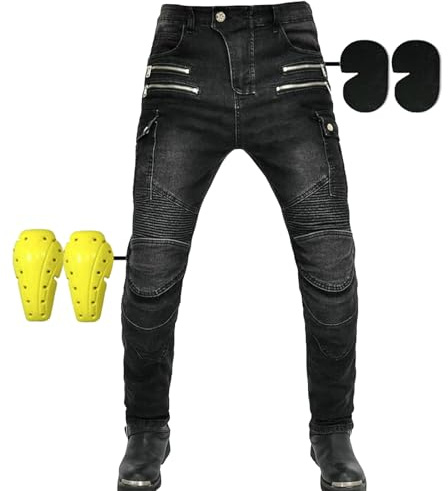 SHUOJIA Pantaloni Da Uomo E Da Donna Per Motociclismo, Moto Biker Jeans Rinforzato Protezione Pantaloni Moto Pantaloni In Denim Pantaloni Da Corsa (A11,XXL)