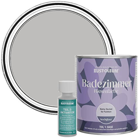 Rust-Oleum Grey Water-Resistant Bathroom Tile Paint in Gloss Finish - Flint 750ml