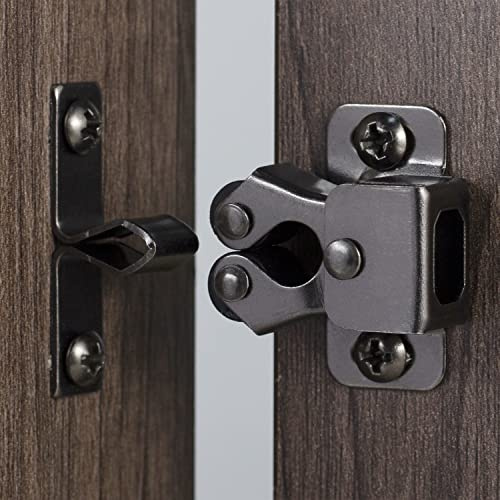 Keenkee Cabinet Latch Double Roller Catch, Black Nickel, 8 PCS