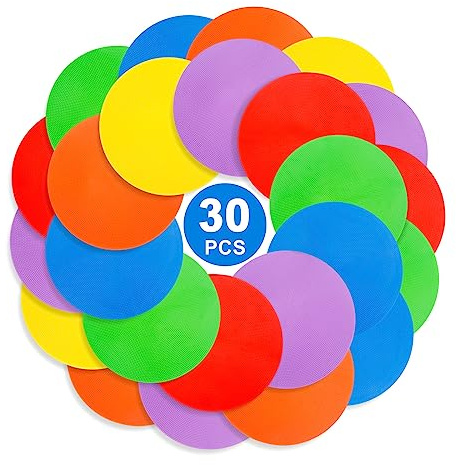 WildTracks 9 inch Spot Markers Flat Field Cones, Non Slip Rubber Agility Markers Flat Field Cones for Soccer Basketball Sports Speed Agility Training （30 pcs）