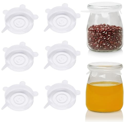KHDULQ 6Pcs Silicone Stretch Lids 3.7 inch Reusable Food Covers BPA Free Silicone Lids Universal Silicon Keep Food Freshing, for Microwave, Freezer and Dishwasher Safe