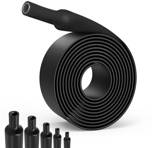 Lsnisni Tubo Termorretráctil 4:1 Ø12/16/20/32/40mm, 2m Tubo Termoretractil con Pegamento, Tubo Termorretráctil Negro (Ø20mm 2m)