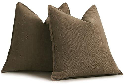 ZWJD Braun Kissenbezug 40x40 2er Set Chenille Kissenbezüge Sofakissen Kissenhüllen mit elegantem Design, weiche und luxuriöse dekorative Dekokissen für Couch, Bett und Heimdekoration