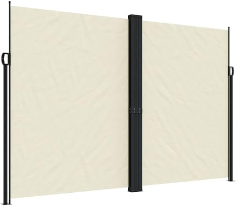 Gecheer Seitenmarkise Ausziehbar, Sonnenschutz Sichtschutz Windschutz Seitenwandmarkise Seitenrollo Markise Balkon Garten Terrasse Creme 220x600 cm