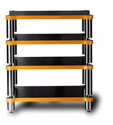 4-stöckiges HiFi-Rack AV-Regal Plattenspieler Ständer Geräte Kabinett HiFi-Massivholz-Audio-Rack HiFi Rack Füße Verstärker Regal Audio Video Komponenten(Schwarz,60 * 78 * 48cm)